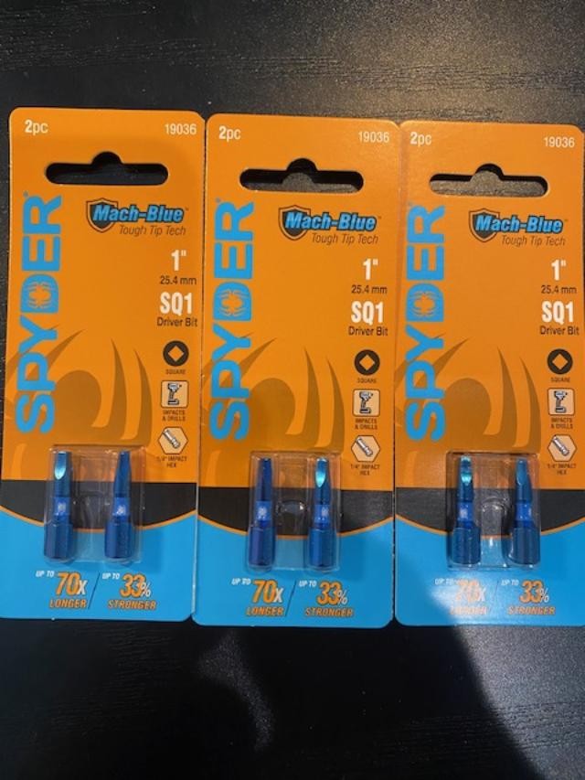Spyder 1-Inch SQ1 Impact Driver Bit (3-Pack) 2-3 pks. 19036
