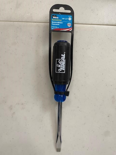 Ideal 35-154 Blue Acetate Handle 1/4-in Keystone Tip Screwdriver USA