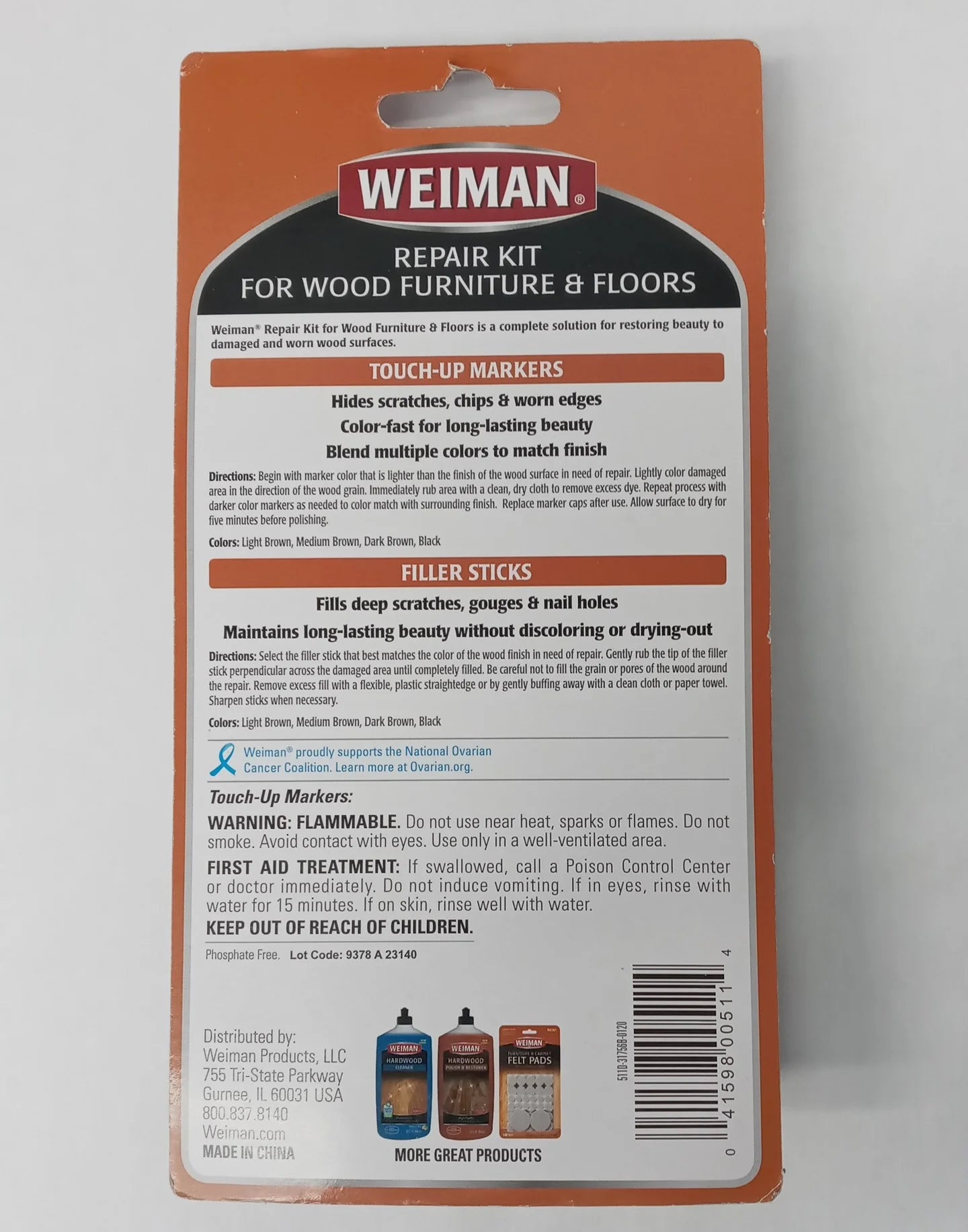 Weiman Wood Furniture & Floor Repair Restore Kit Scratch Chips Worn Edges