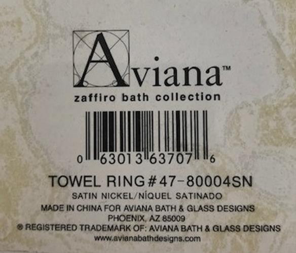 Aviana 47-80004SN Towel Ring Satin Nickel Zaffiro Collection