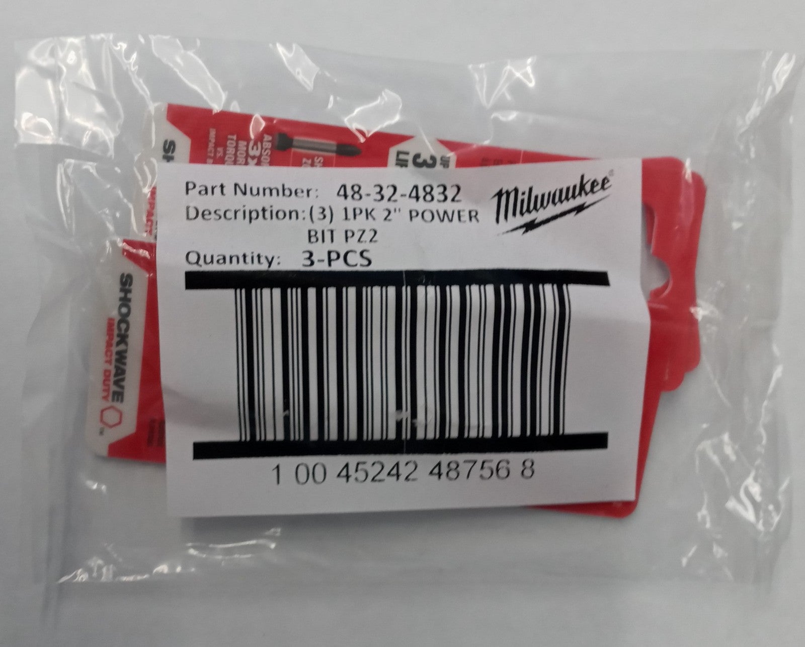 Milwaukee Impact #2 Pozidriv Power Bits Shockwave 3pcs 48-32-4832