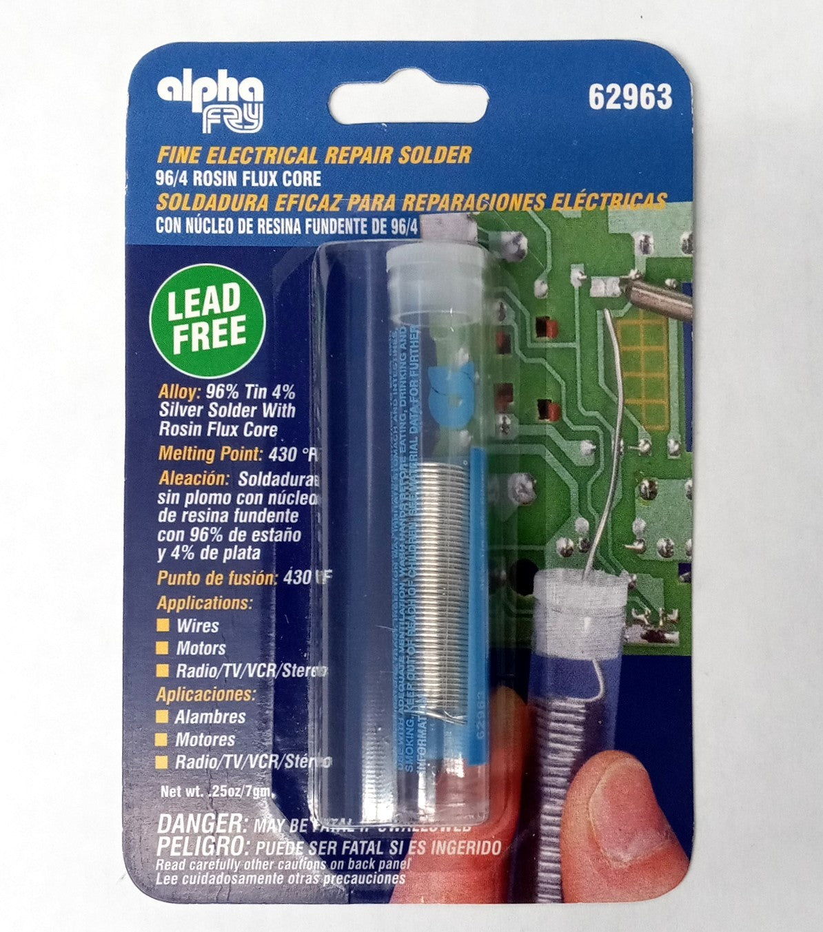 Alpha-Fry Lead-Free Rosin Flux Electrical Solder 0.032 Dia. in. 62963