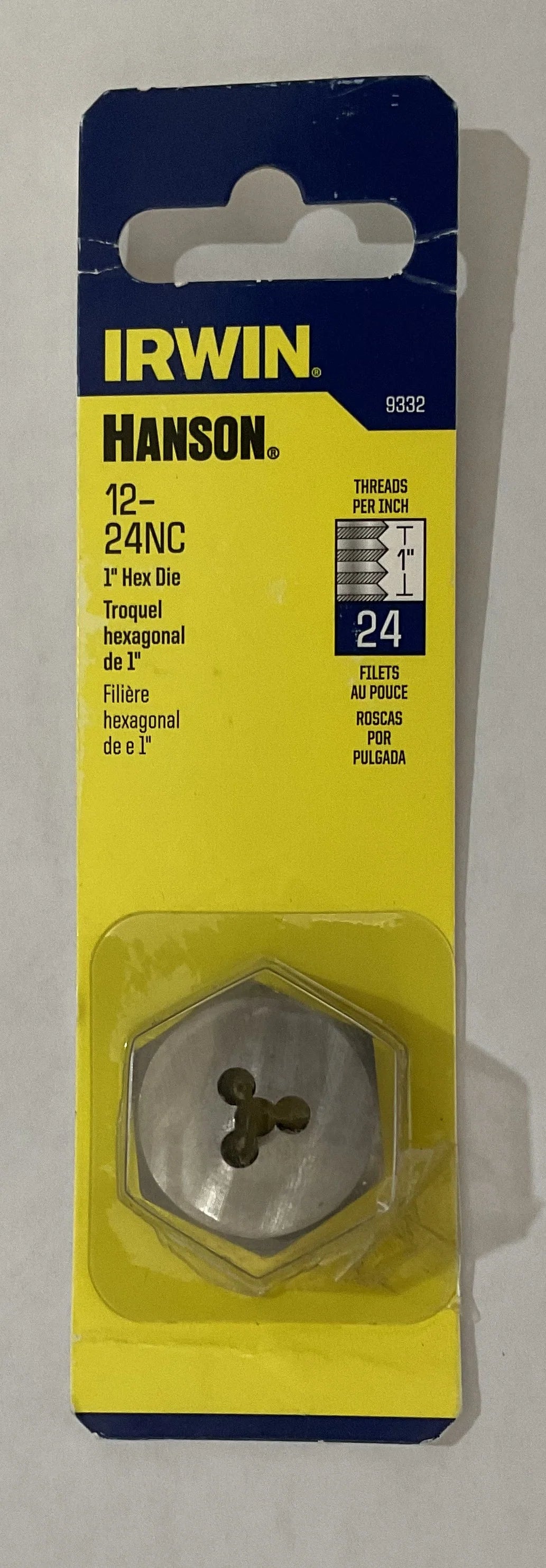 Irwin Hanson 12-24NC 1" Hex Die 9332 #I-5