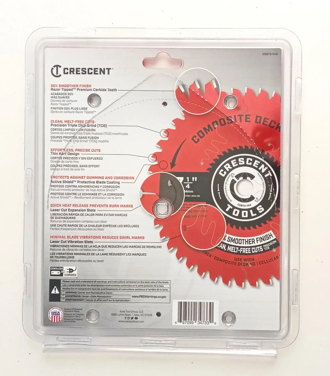 Crescent 7-1/4" x 44-Tooth Composite Decking Circular Saw Blade CSBTX-744