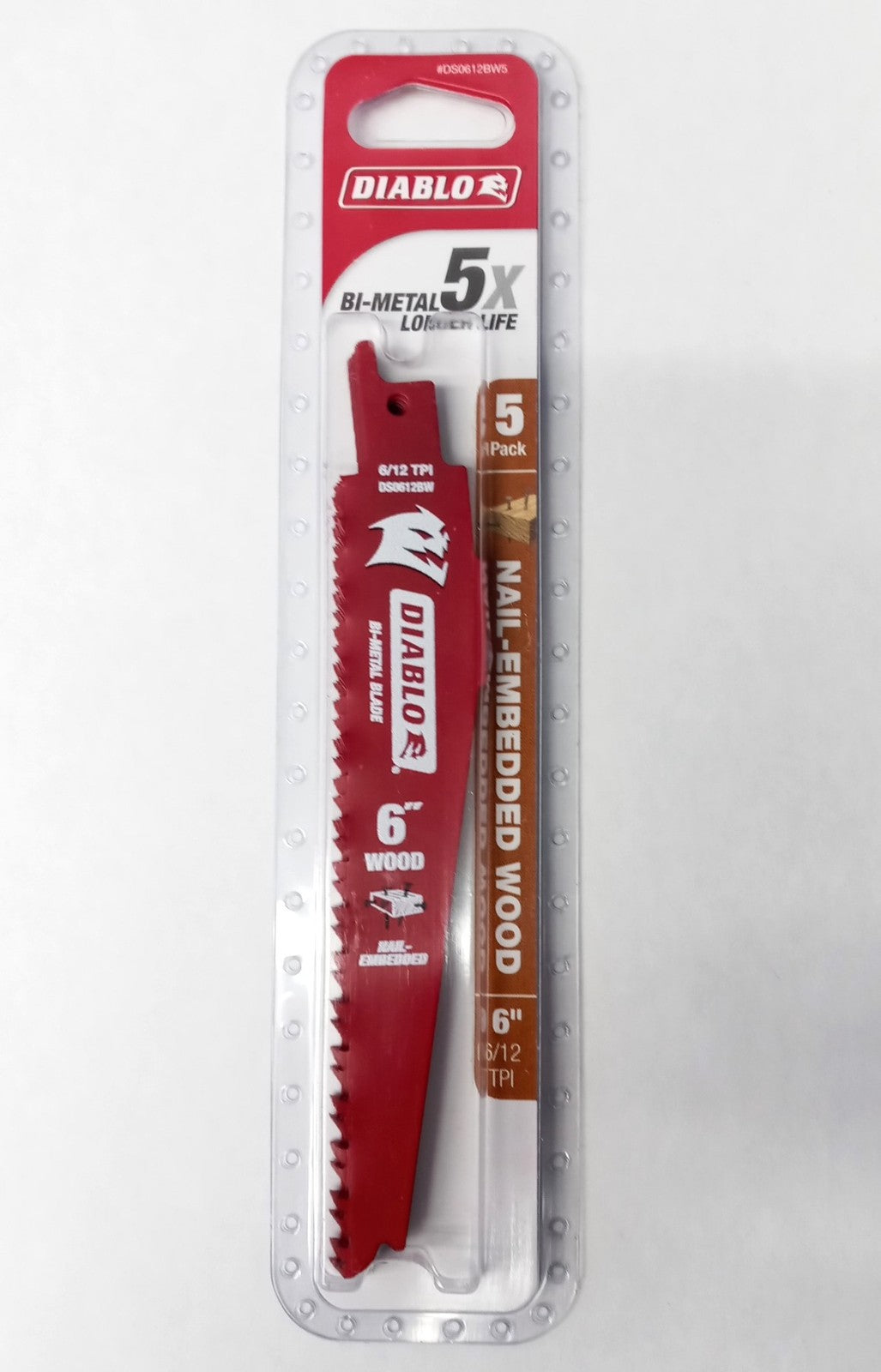 Diablo DS0612BW5  6" 6/12TPI Bi-Metal Reciprocating Blade 5pk