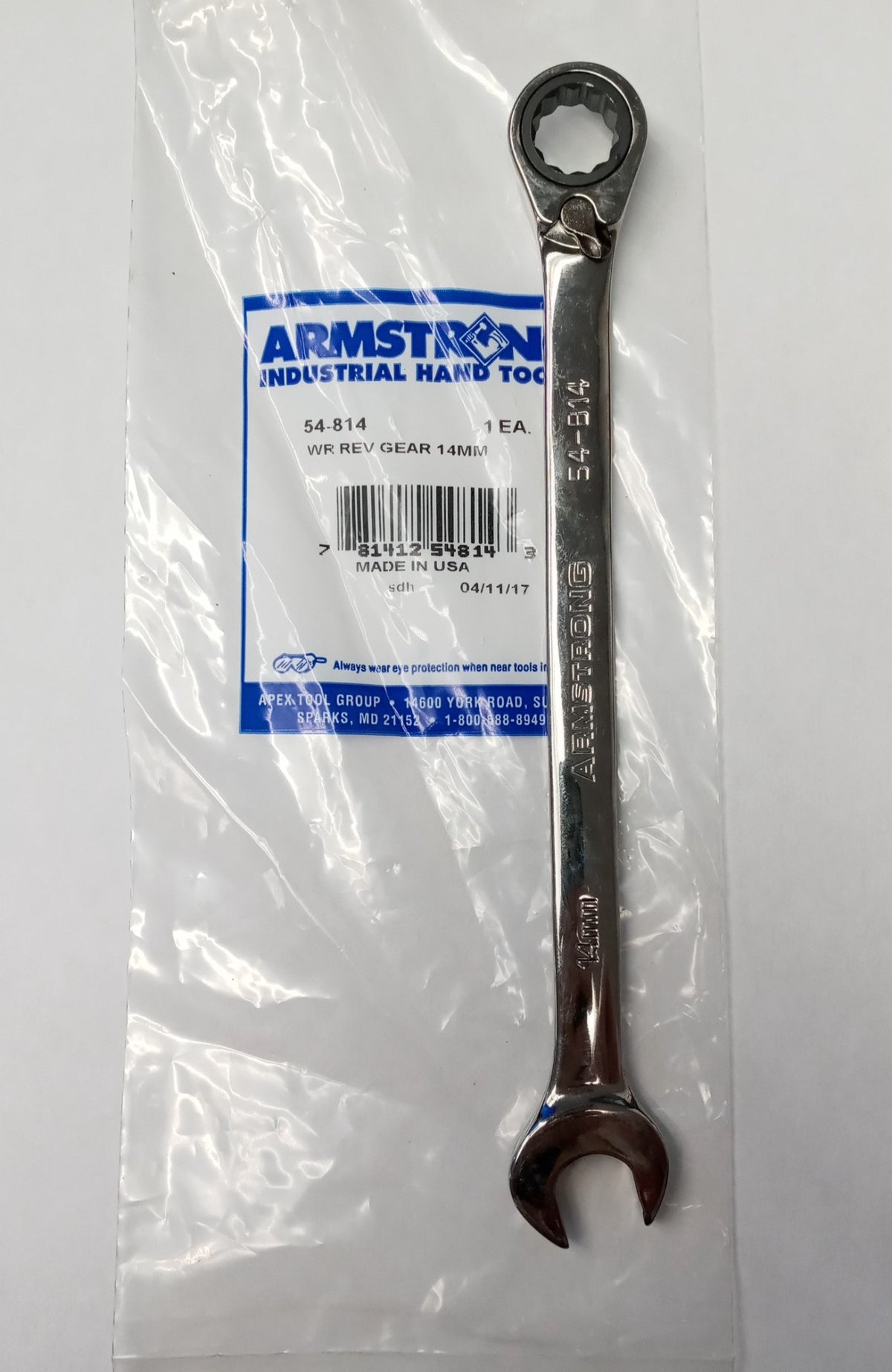 ARMSTRONG 14MM Reversing COMBINATION WRENCH 12pt. USA 54-814