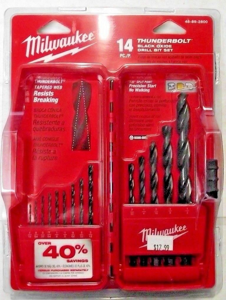 Milwaukee 14 Piece Thunderbolt Black Oxide Twist Drill Bit Set 48-89-2800