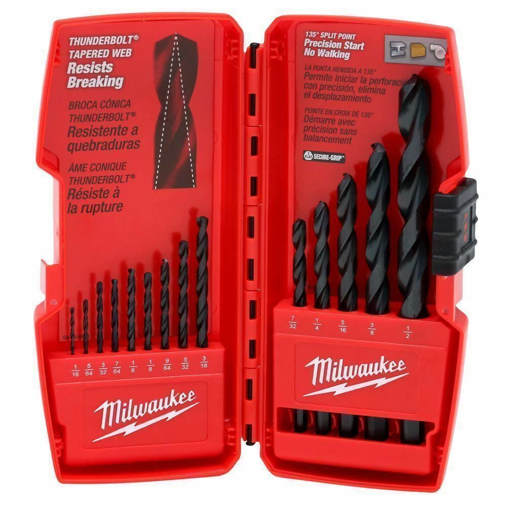 Milwaukee 14 Piece Thunderbolt Black Oxide Twist Drill Bit Set 48-89-2800