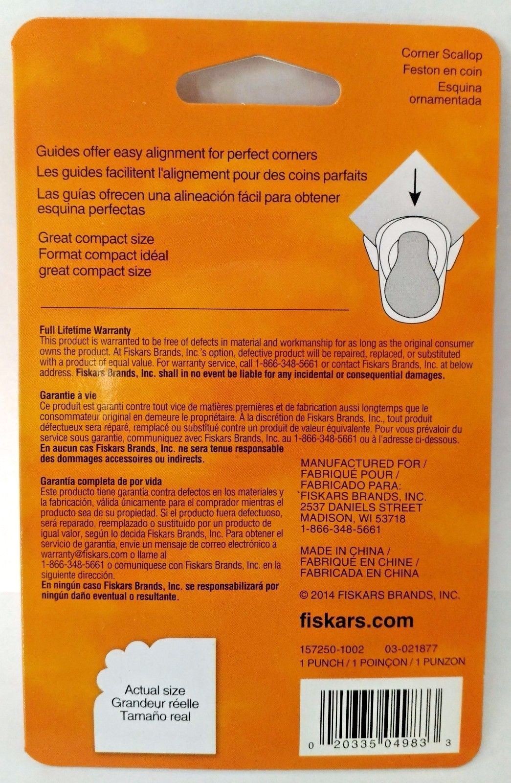 Fiskars Scallop Corner Lever Punch Scrapbook Paper Punch 157250