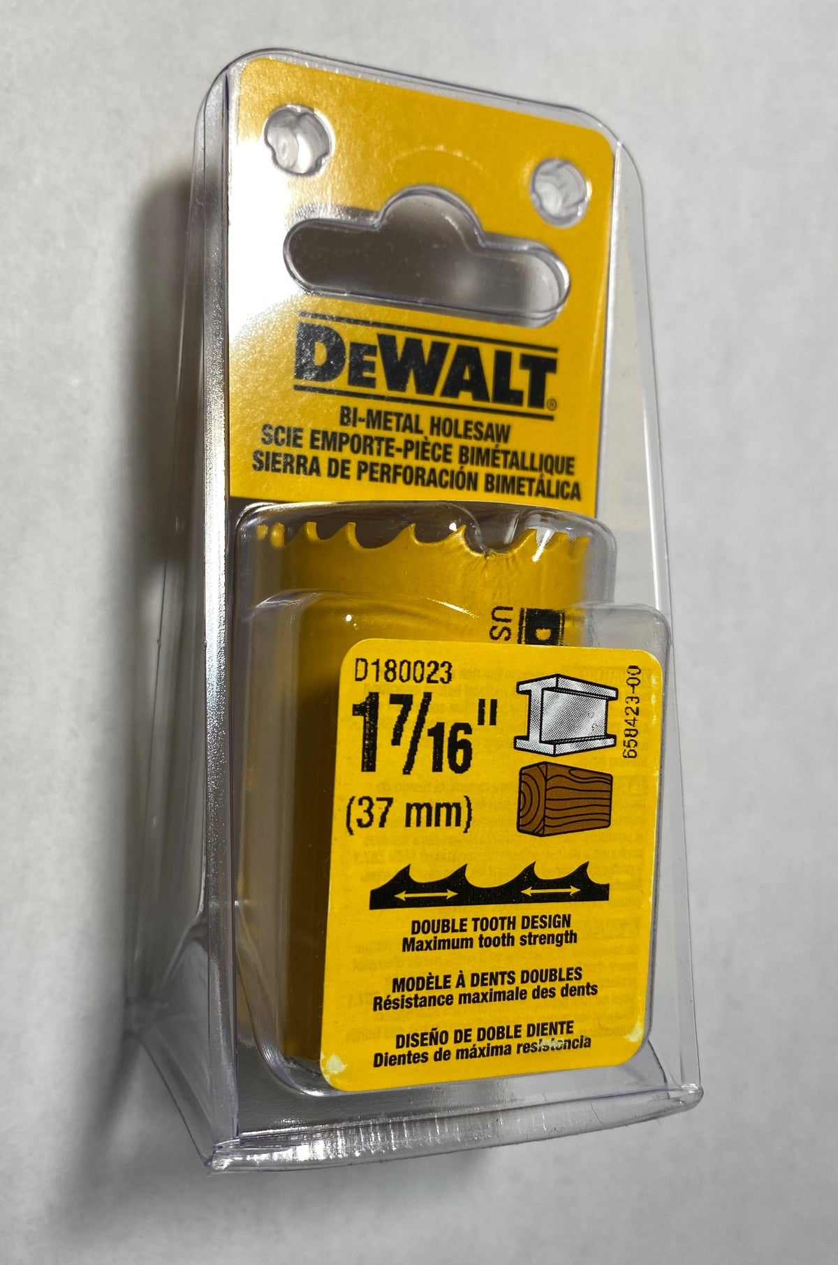 DEWALT 1-7/16" (37MM) BI-METAL HOLE SAW USA D180023