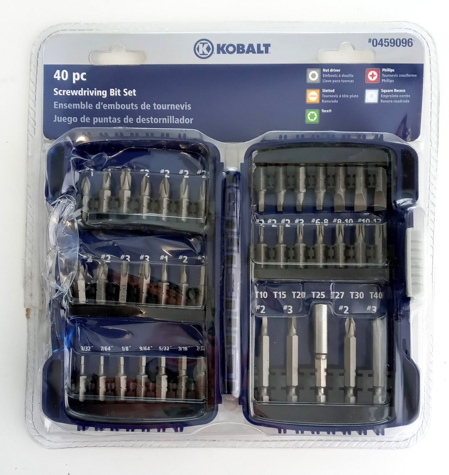 Kobalt 0459096 40pc Screwdriver Bit Set, Cracked Hard Case