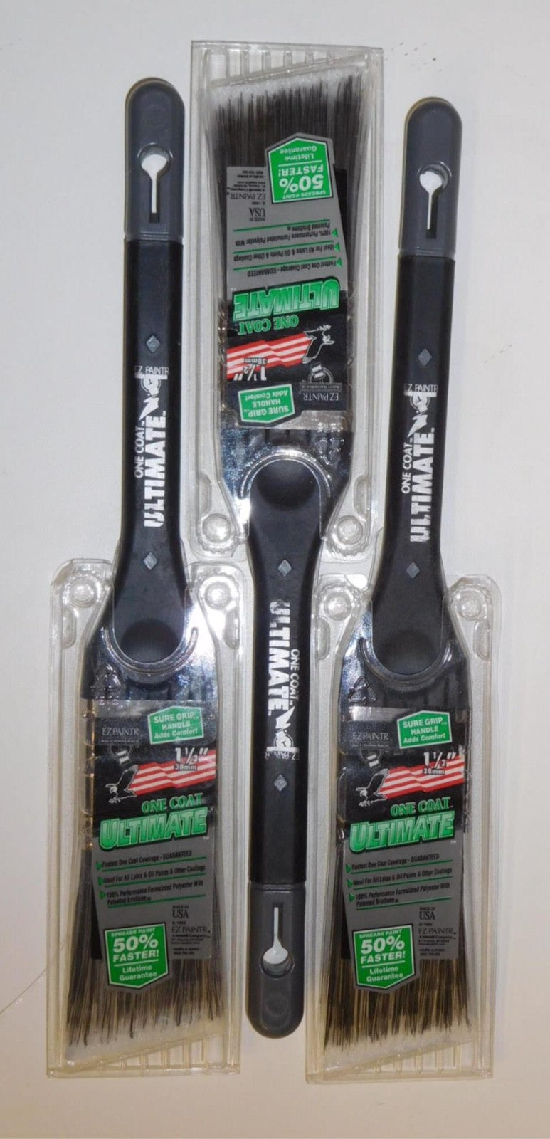 One Coat Ultimate MSO-653-304 Latex, Oil and Other 1-1/2" Angle Paintbrush 3 PCS