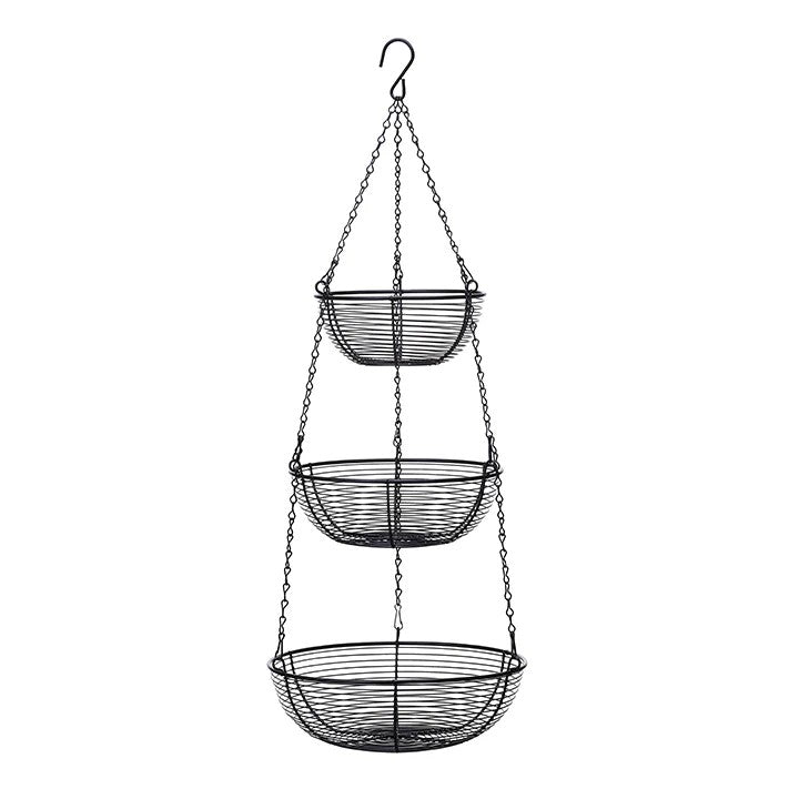 Sunnypoint 3 Tier Hanging Fruit Basket - Black X001O8YEBT