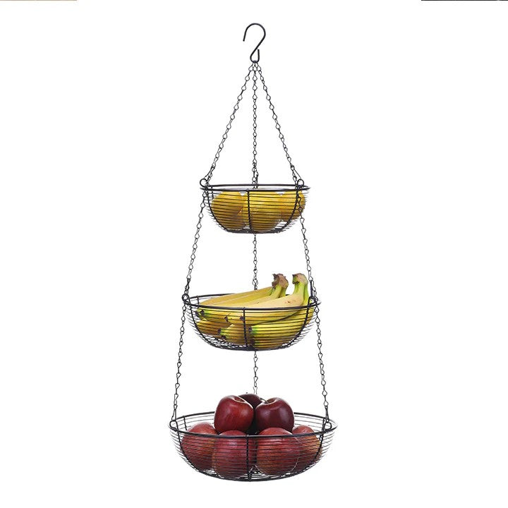 Sunnypoint 3 Tier Hanging Fruit Basket - Black X001O8YEBT