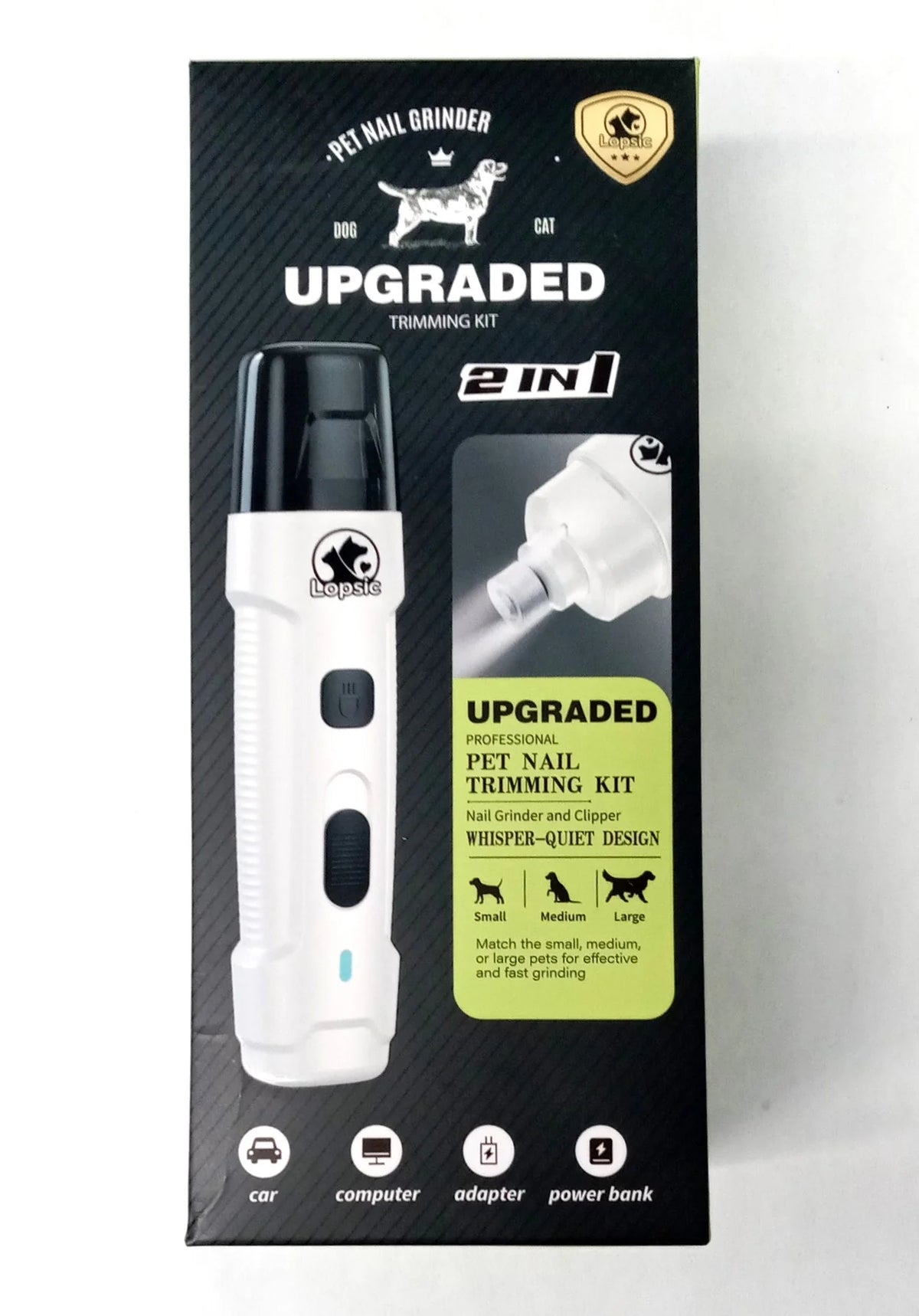 Lopsic Upgraded Rechargeable Low-Noise Professional Pet Nail Grinder Kit X003E