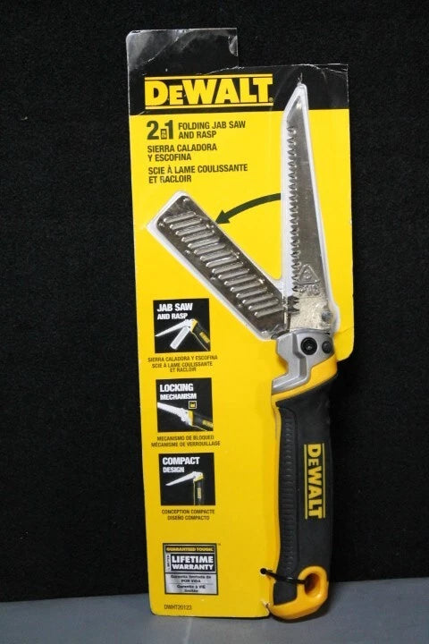 DEWALT Folding Jab Saw, 5-1/4'' Jab, 4'' Rasp, 8 TPI, Stainless Steel DWHT20123
