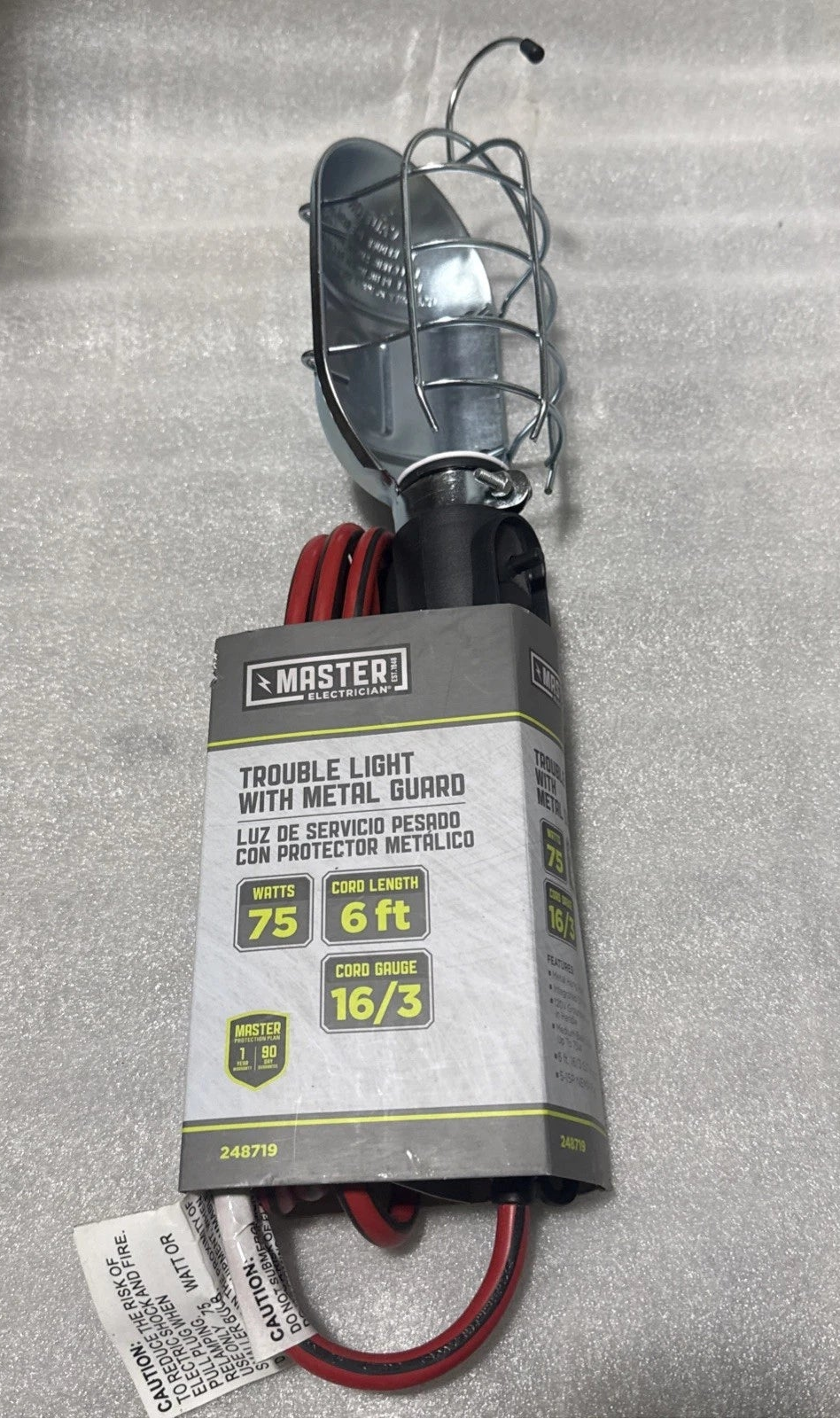 Master Electrician Trouble Work Light,16/3 Grounded Safety Cord, 75-Watts, 6 Ft. - E233M