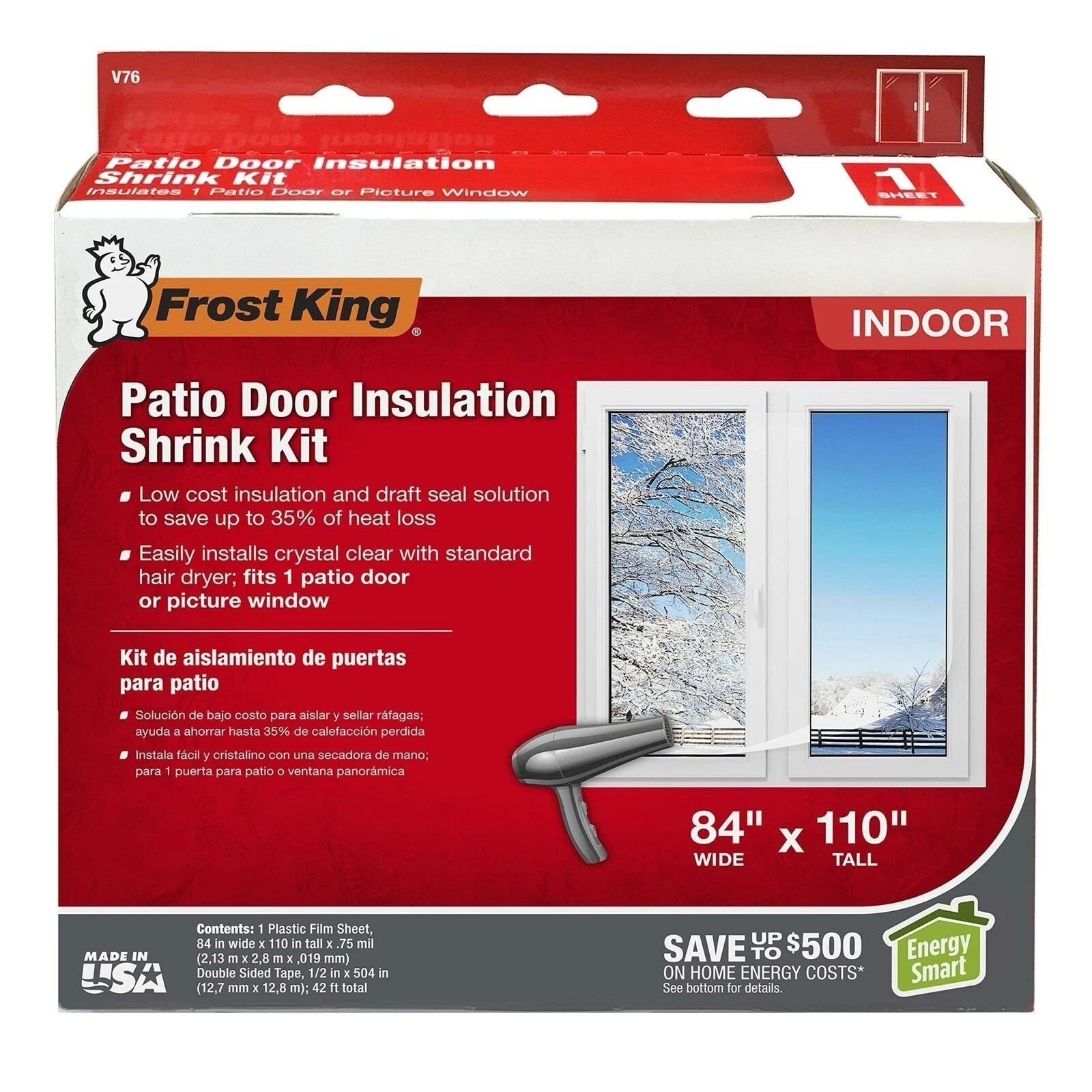 Frost King Shrink Window Kit 84-Inch by 110-Inch, Clear V76