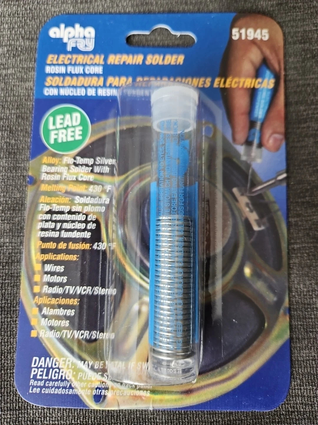 AlphaFry 0.50 Oz Lead Free Rosin Core Silver Bearing Solder .62" D 51945