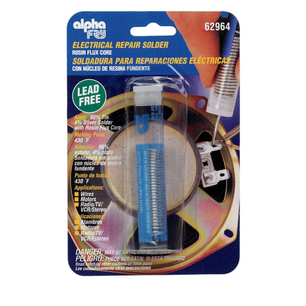 Alpha Fry 0.05 oz Lead-Free Repair Solder 0.062 in. D Tin/Silver 1 pc 62964