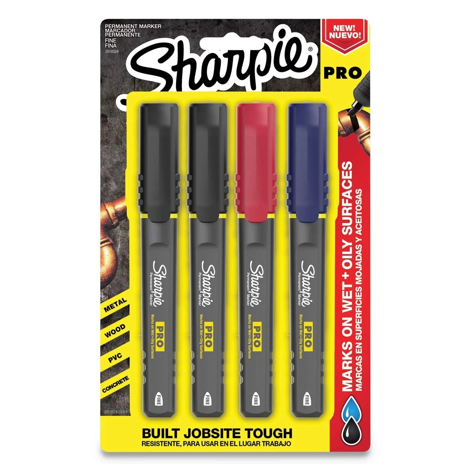 Sharpie Pro Permanent Markers 4 Pack Jobsite Tough Fine Tip Assorted Colors 2018324