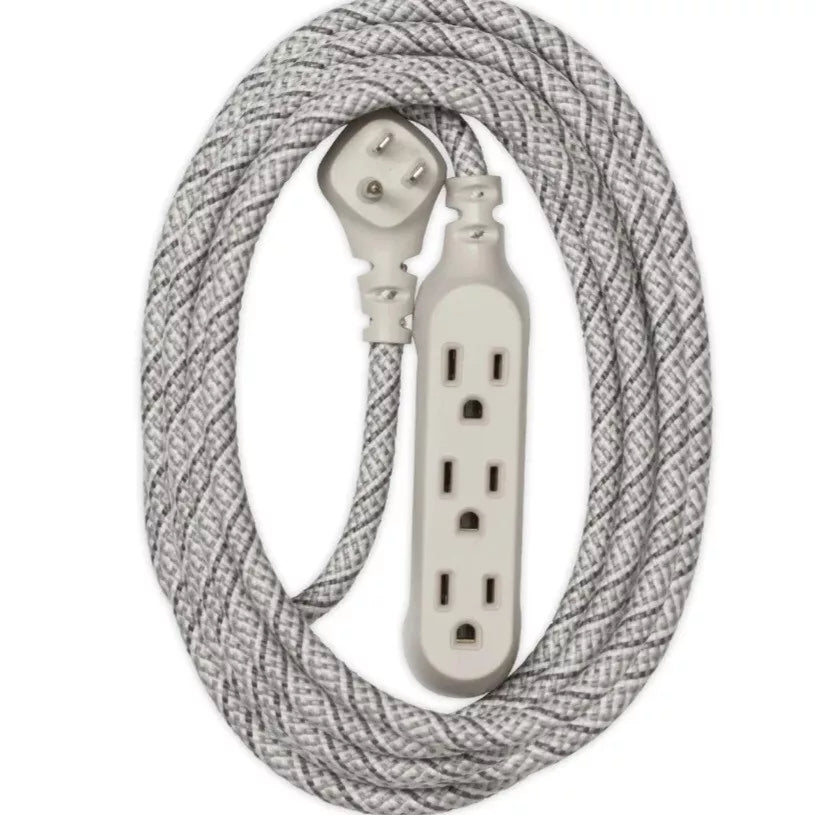 Braided Extension Cord Gray 3 Grounded Outlets 360 Electrical 8ft Habitat