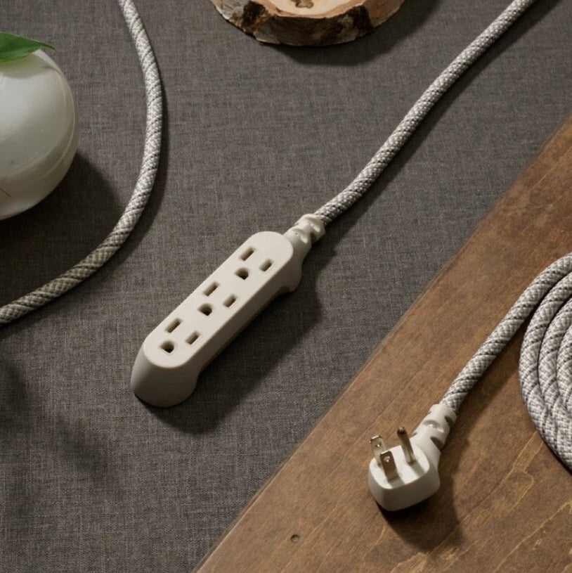Braided Extension Cord Gray 3 Grounded Outlets 360 Electrical 8ft Habitat