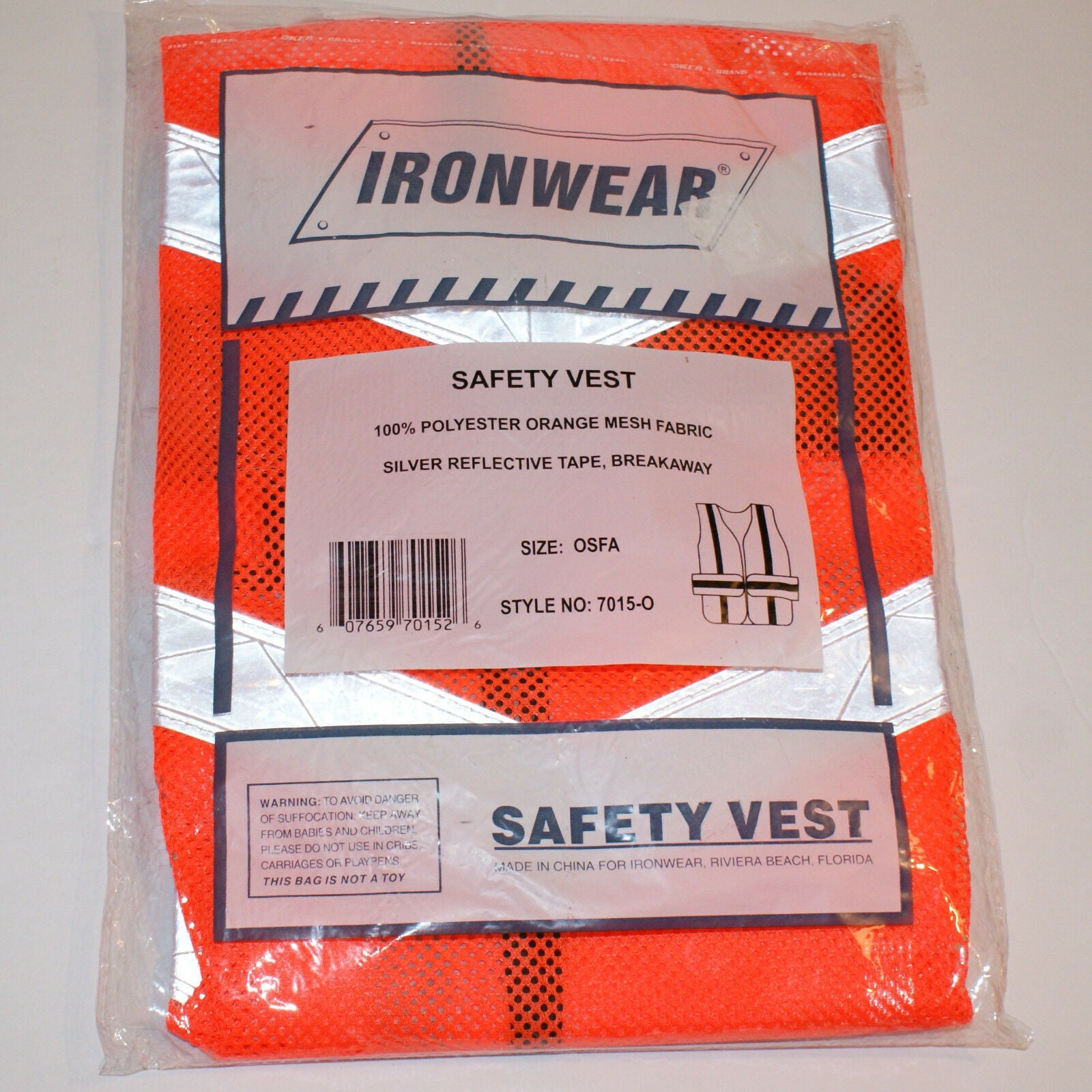 Ironwear Orange Reflective Safety Vests 1pcs. 7015-0 One Size Fits All