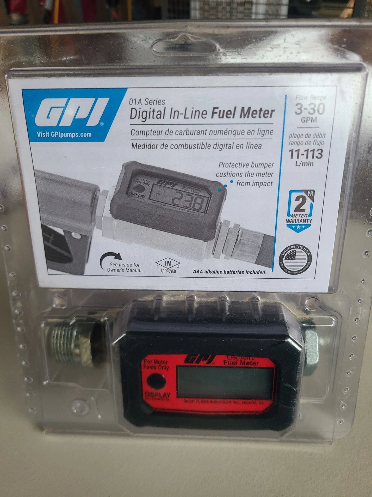 GPI 01A Series 3-30 GPM Digital In-Line Fuel Meter 01A31GM P/N 113255-1