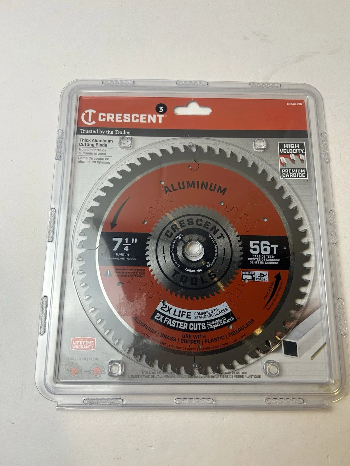 Crescent 7-1/4" x 56-Tooth SteelSlicer Thin Metal Circular Saw Blade - CSBMN-756