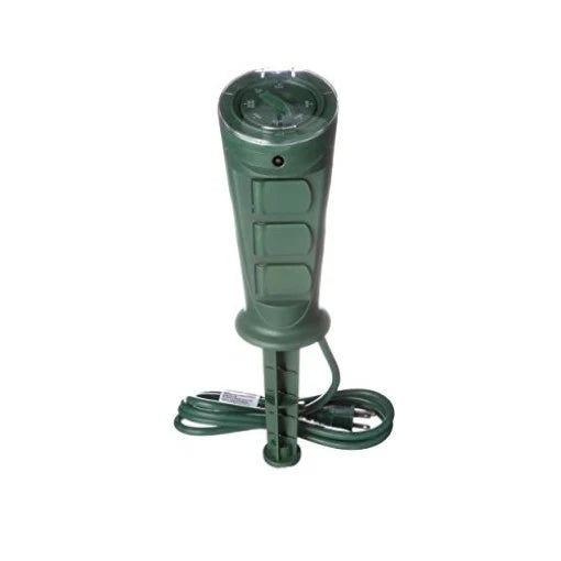 Woods Outdoor Plug-In Yard Stake Timer with Photocell, 3 Grounded Outlet 17321WD