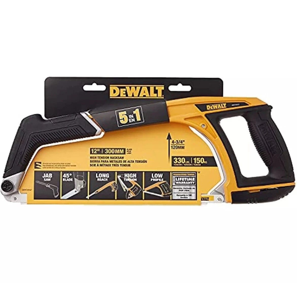DEWALT Hacksaw, 5-in-1 High Tension, Multifunction DWHT20547L