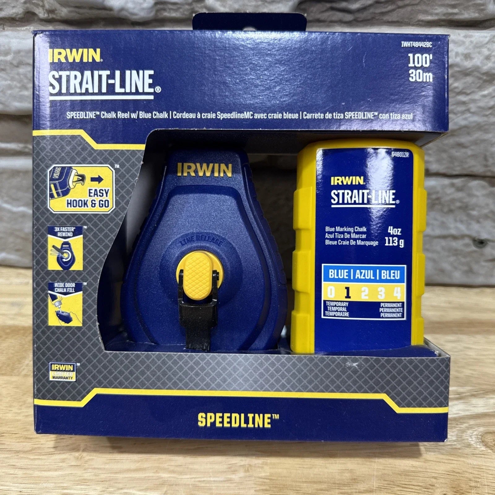 Strait-Line 100 Ft. Speed Line Chalk Reel + Blue Chalk, 4 oz. - IWHT48442BC