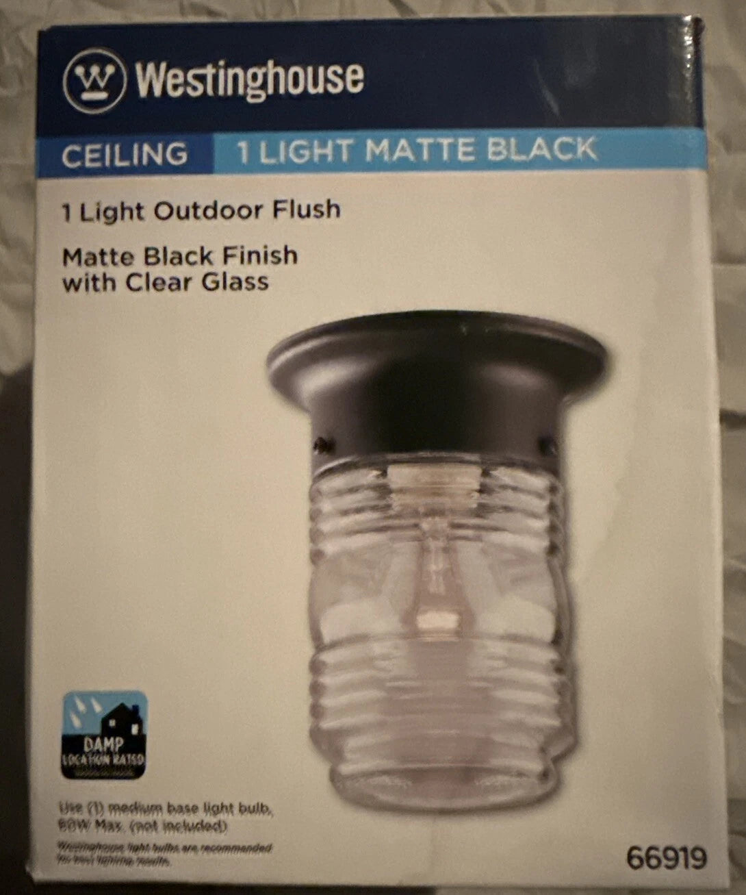 Westinghouse Outdoor/ Jelly Jar Porch Light Matte Black (66919) Use 60 Watt