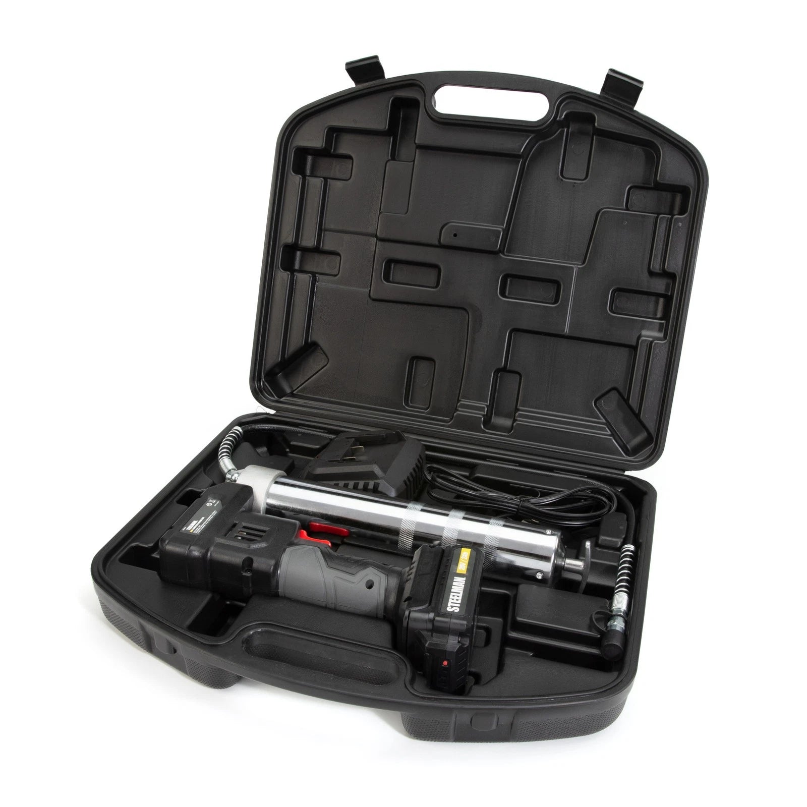 Steelman 20V Cordless 8,000 PSI 14-oz Grease Gun with 30 in. Flex Hose and Battery, 60864