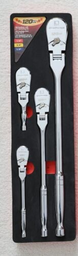 GearWrench 81230P 120XP 4 Pc 1/4", 3/8" & 1/2" Flex Head Teardrop Ratchet Set