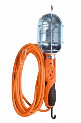 Master Electrician Trouble Work Light, Metal Guard & Outlet, 75-Watts, Orange, 25 Ft. - 691ME