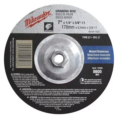 Milwaukee Tool 49-94-7025 7" X 1/4" X 5/8-11" Grinding Wheel (Type 27) 5pcs.