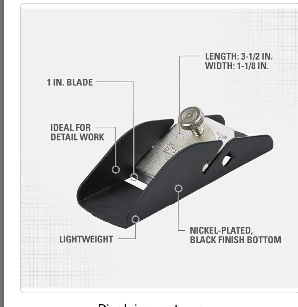 Stanley 3.5 in. L X 1 in. W Trimming Plane Cast Iron Black 12-101