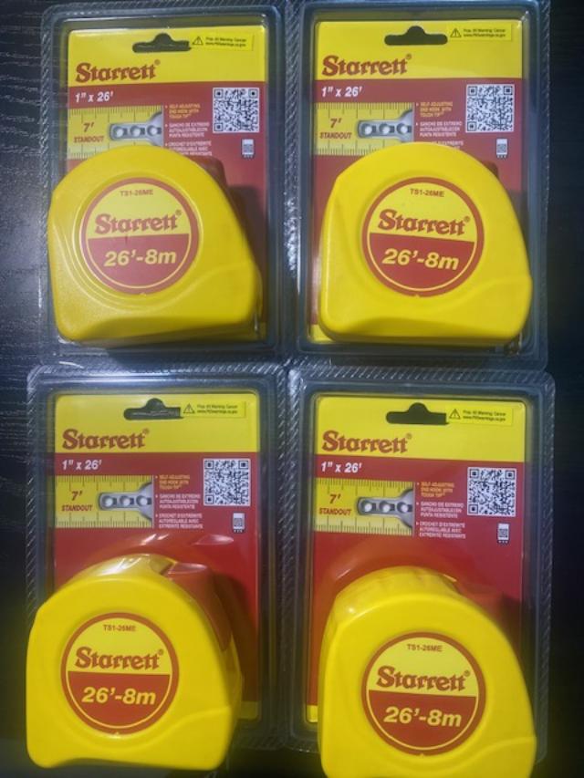 Starrett 26' x 1" SAE 8m Measuring Tapes Grad. 1/16 4pcs. TS1-26ME