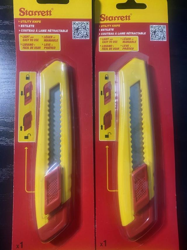 Starrett Utility Knife Large Retractable Breakaway Blades 2pcs KUS045-N