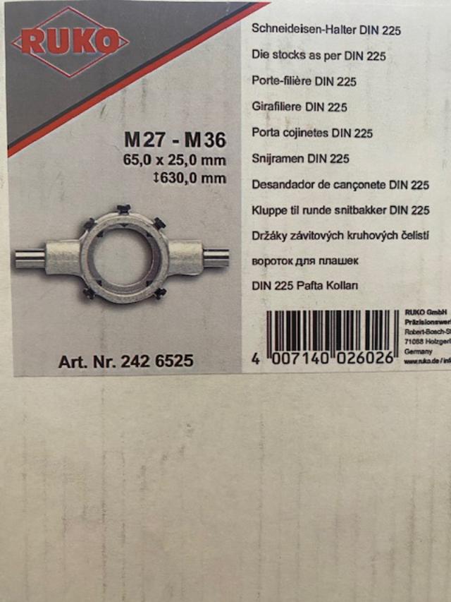Ruko Die Holder 65 x 25 Din 225 Germany 2426525