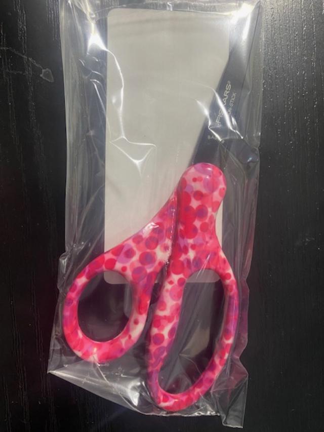 Fiskars 7" Student Precision Scissors Non-Stick Coating, Pink Dots 124582-1017