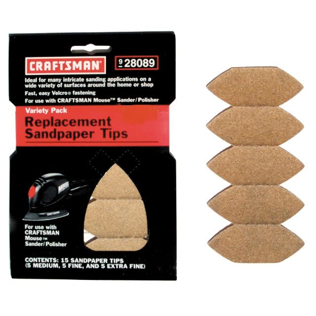 Craftsman 28089 Variety Replacement Sandpaper Medium, Fine, Extra Fine 15 Tips