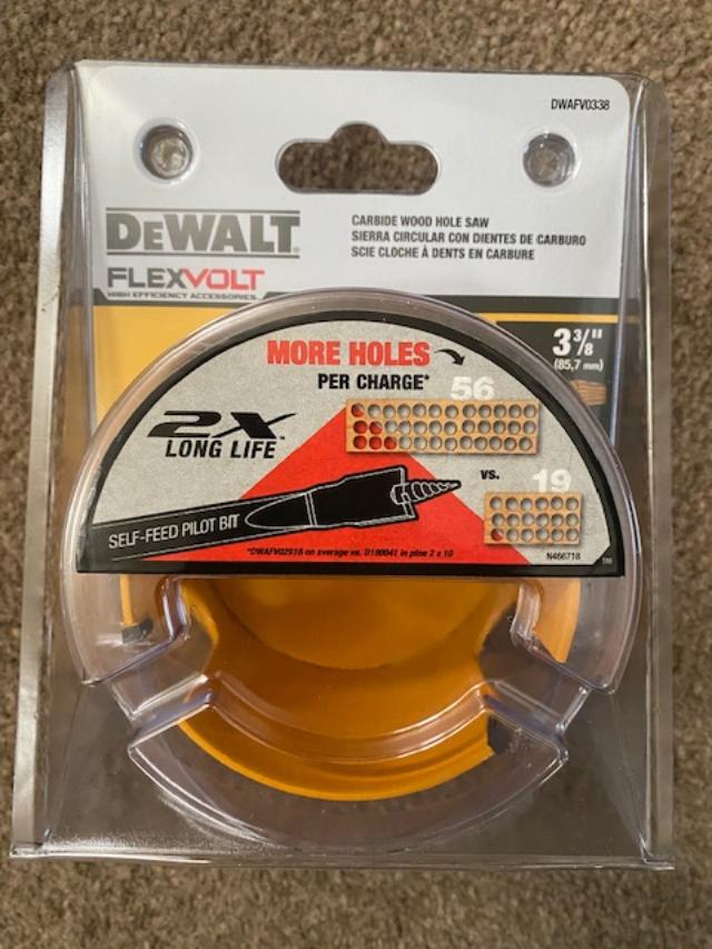 DEWALT DWAFV0338 3-3/8" FLEXVOLT Carbide Wood Hole Saw
