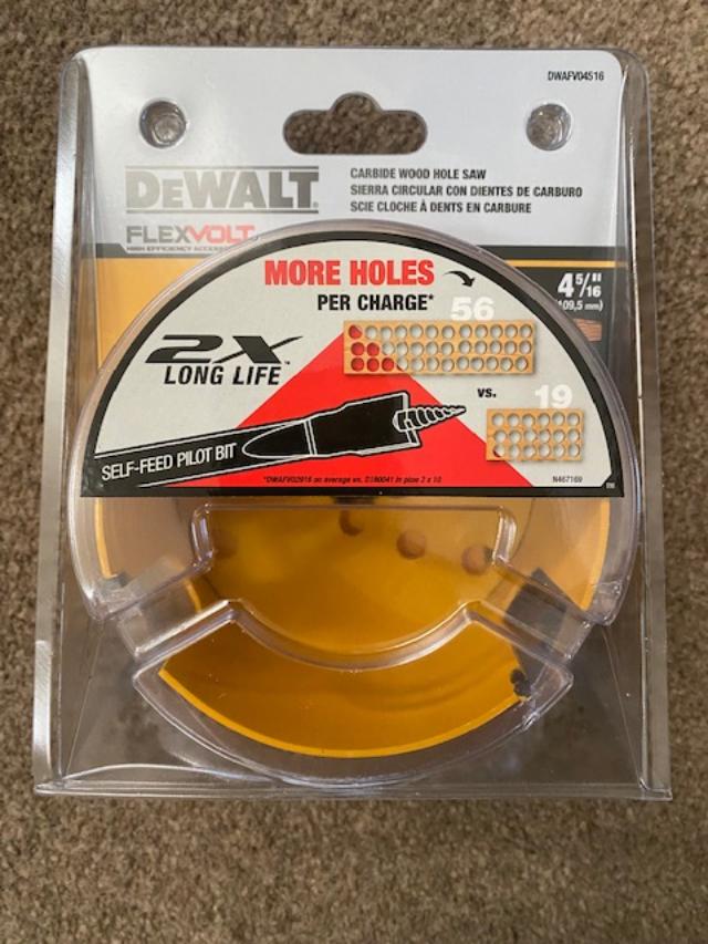 Dewalt Flexvolt 4-5/16" Carbide Wood Hole Saw DWAFV04516