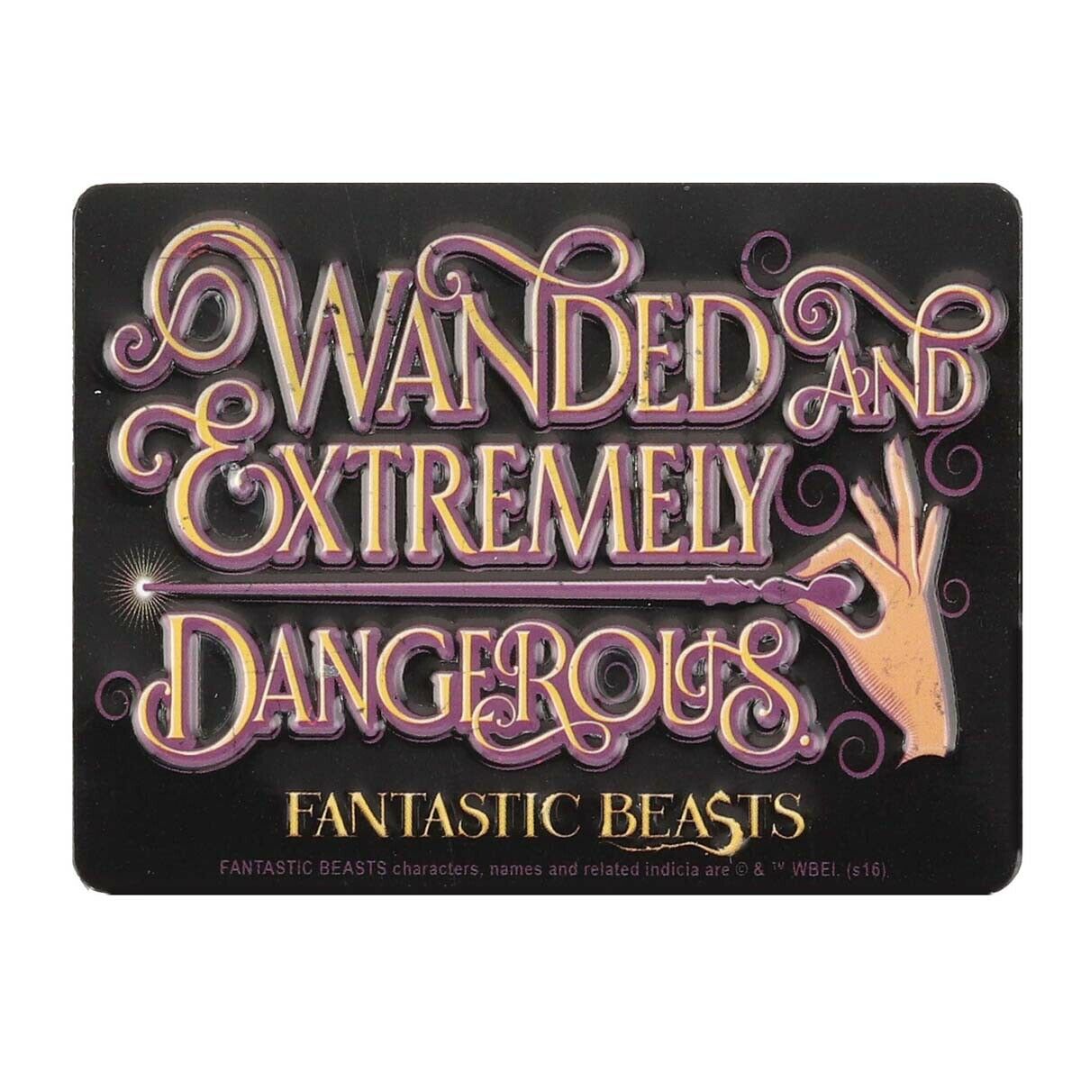 Fantastic Beasts Wanded 100112 Extremely Dangerous Embossed Metal Magnet