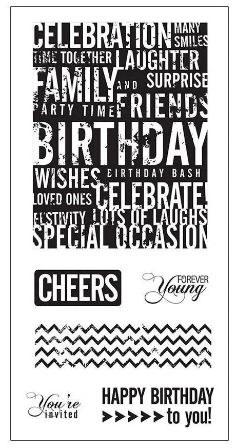 Fiskars 103710-1001 Clear Stamps Forever Young Birthday Cheers