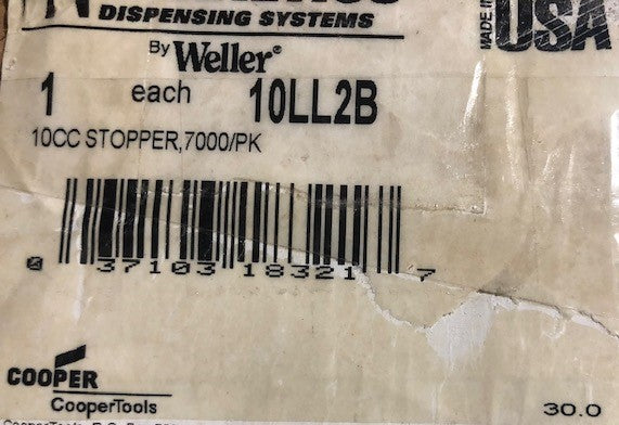 Weller 10LL2B 10CC Rubber Stop For Luer Lok/No 153 (100pcs) USA
