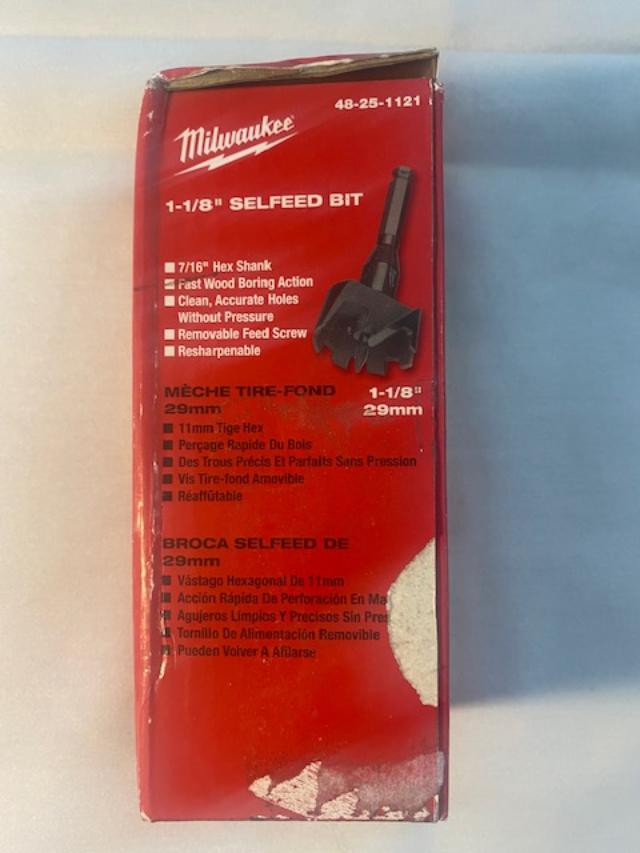 Milwaukee 48-25-1121 1-1/8" Selfeed Drill Bit With 7/16" Shank